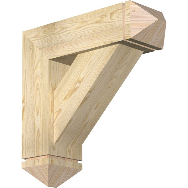 Ekena Millwork Traditional Arts and Crafts Rough Sawn Bracket w/ Offset Brace, Douglas Fir, 8"W x 26"D x 26"H BKT0806X26X26TRA03RDF - main